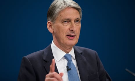 Philip Hammond gestures at Conservative party conference