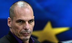 Yanis Varoufakis at a press conference in Athens in 2015