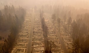 The aftermath of wildfires in Paradise, California in November. An increase in intense wildfires around the planet in the summer and autumn were attributed to the effects of climate change.