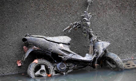 One of the many scooters found in the canal.