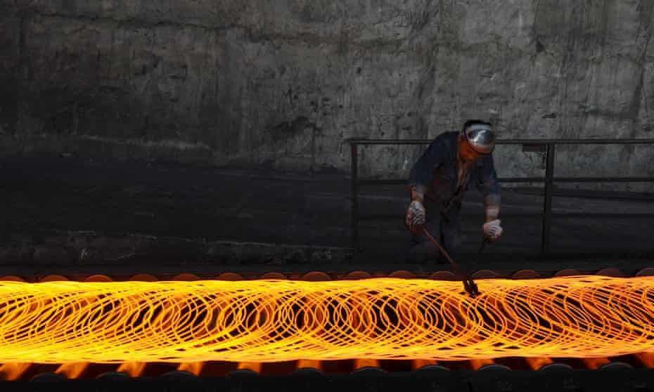 A Chinese steel worker in Changzhi, Shanxi province