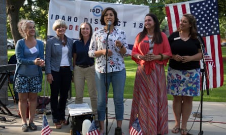 Jordan speaks at a campaign event with fellow Democrats.