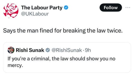 Labour’s response to a Rishi Sunak post.