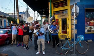 local musicians playing in the street corner of Frenchmen Street and Chatres Street.