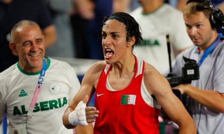 Imane Khelif unleashes her emotions after being declared the winner in the 66kg category final