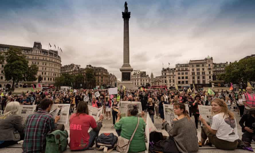 Protesters gather in Trafalgar Square