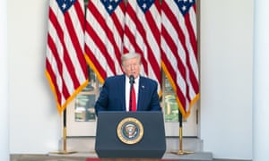 Donald Trump gives a speech during the White House national day of prayer service