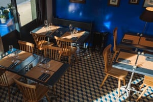 View of Les Deux Sardines dining room from above, Saint-Briac-sur-Mer, Brittany