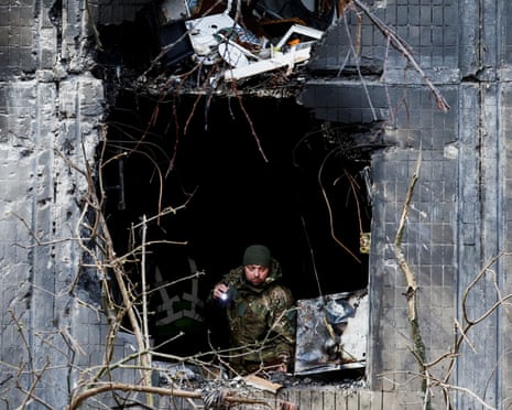 Ukrainian serviceman preparing a General Cherry interceptor drone for flight