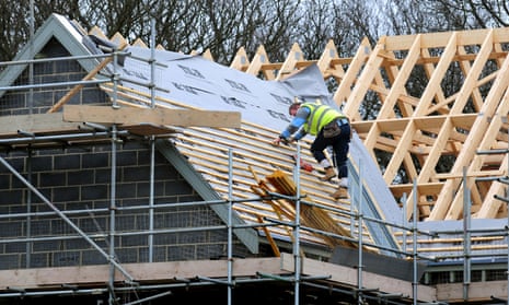 Workers building new houses in Derbyshire
