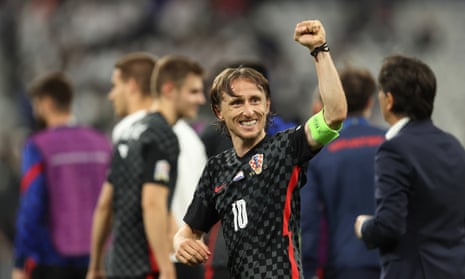 A delighted Luka Modric at the final whistle.