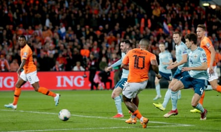 Depay scores against Northern Ireland in Rotterdam in qualifying when his prolific form helped the Netherlands reach a major finals again.