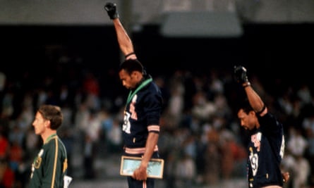 Tommie Smith and John Carlos give the Black Power salute at the Mexico City Olympics in 1968