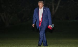 President Donald Trump walks on the South Lawn of the White House, after stepping off Marine One as he returns from a campaign rally in Tulsa on June 21st.