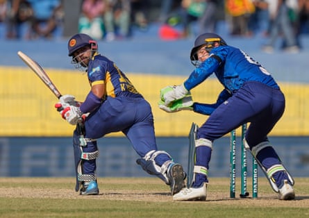 Sri Lanka's Kusal Mendis plays a shot against England