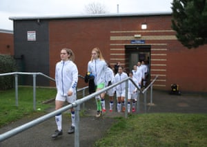 Everton players make their way out of the changing rooms