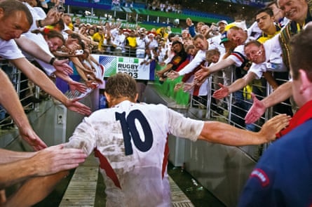 Jonny Wilkinson is greeted by England fans after his drop-goal won the 2003 Rugby World Cup final against Australia