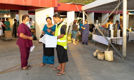 health workers in masks in Samoa