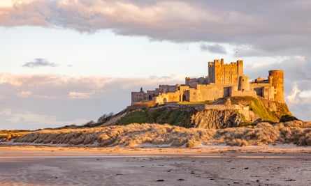 Bamburgh Castle, which stands on a basalt crag