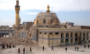 A damaged Shia shrine following an explosion in Samarra, 60 miles north of Baghdad.