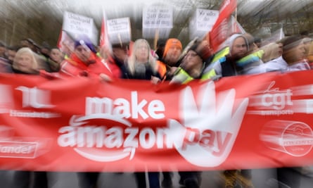 Amazon employees go on strike in Bad Hersfeld, Germany.