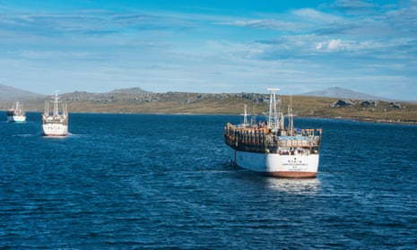 A Chinese squid trawler in Stanley, capital of the Falkland Islands, South America.