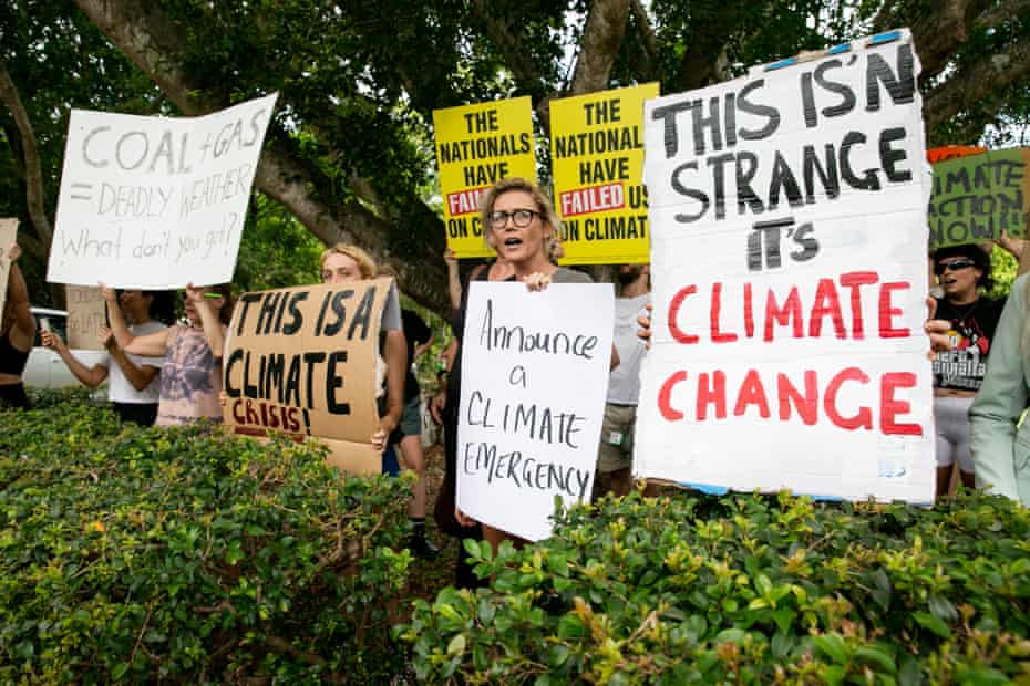 Climate change protestors in Lismore following massive flooding