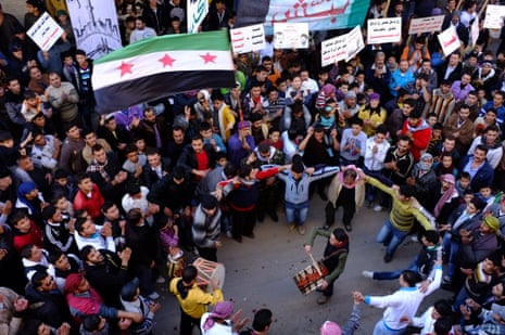 Friday demonstrations in the town of Benish in the Northern syrian province of Edlib