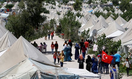 Refugees at a camp in Turkey