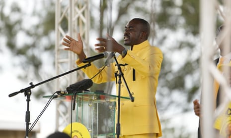 Nelson Chamisa, leader of Zimbabwe’s opposition Citizens Coalition for Change party, addresses supporters at its launch rally in Harare last year.