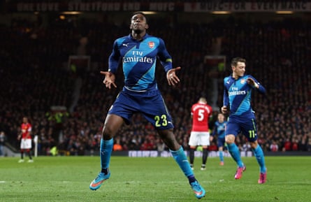 Danny Welbeck celebrates after scoring Arsenal’s winner at Manchester United in a 2015 FA Cup tie.