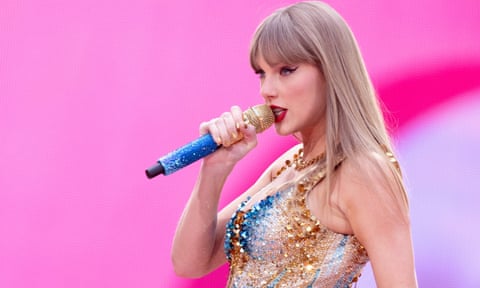 Taylor Swift performing at Wembley Stadium during her Eras Tour.
