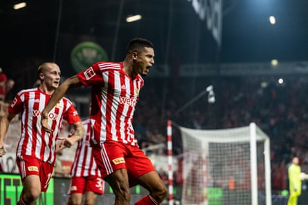 Danilho Doekhi of Union Berlin celebrates after scoring the winner in the seventh minute of injury time.