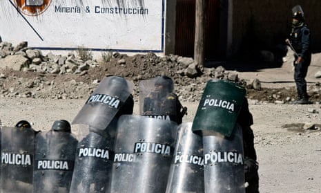 Police in Espinar, Peru, during a rally in 2012 when protesters demonstrated against Xstrata and pollution of rivers.
