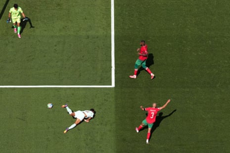 Noussair Mazraoui Kylian Mbappe for a penalty to France.