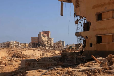 Ruined buildings amid the aftermath of flooding caused by Storm Daniel in Libya’s eastern port city of Derna in September.
