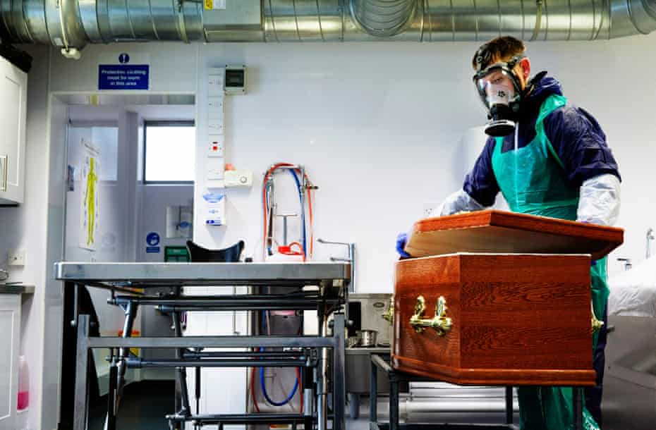 Mark Whitlie with coffin