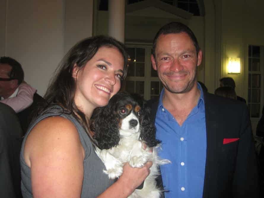 This picture became my Christmas card’ … Jamie Klinger with her dog McNulty and Dominic West, AKA The Wire’s Jimmy McNulty