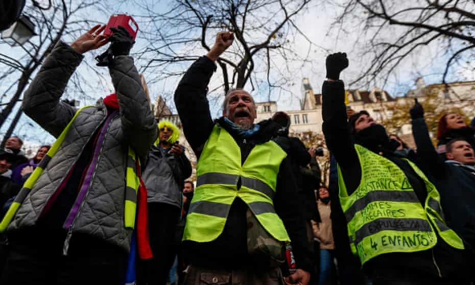 Gilets jaunes protesters in central Paris
