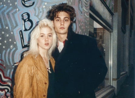Actor Christina Applegate, aged 16, with Johnny Depp in Vancouver.