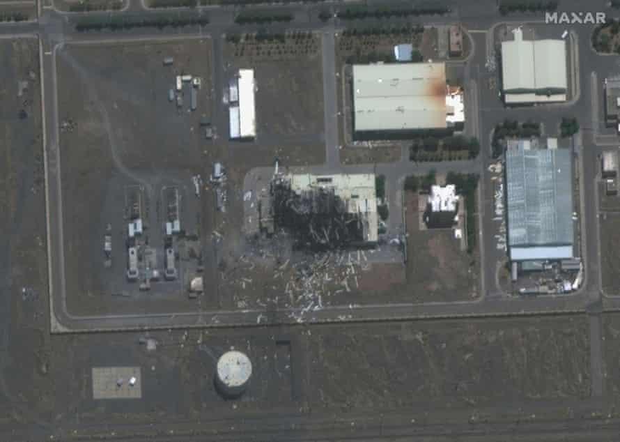 A satellite image of a building damaged by a fire at the Natanz facility last July.