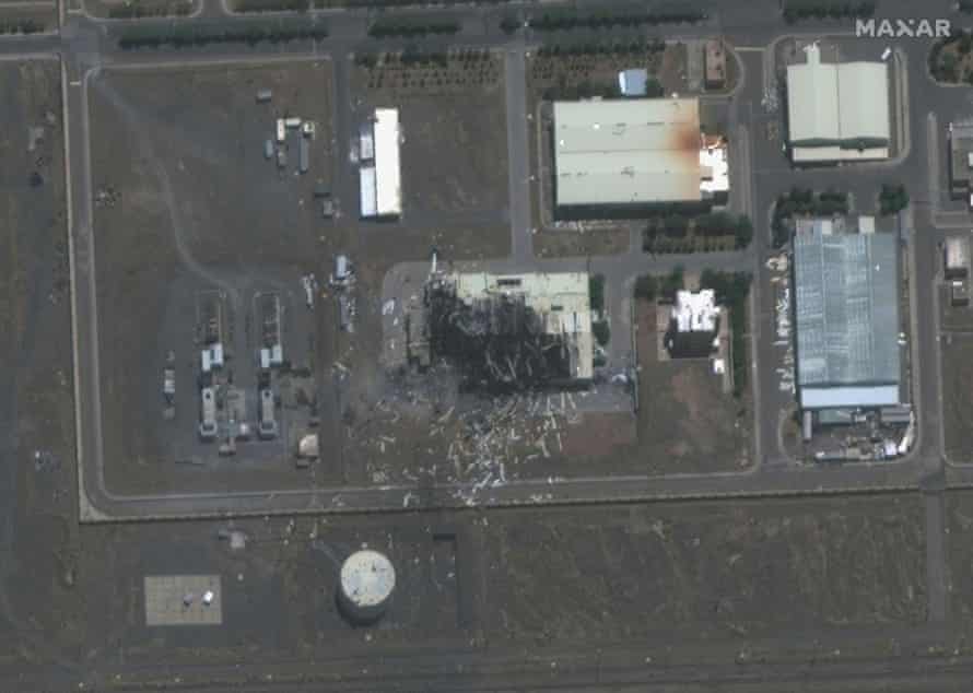 Une image satellite d'un bâtiment endommagé par un incendie dans l'installation de Natanz en juillet dernier.