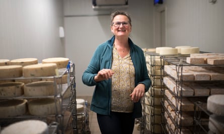 Anne-Claude Lamblin with the farm-made cheese.