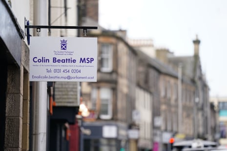 A sign outside Colin Beattie’s constituency office in Dalkeith, Edinburgh.