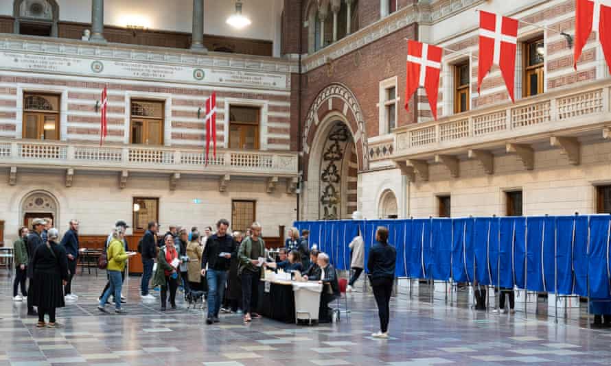 People cast their votes shortly before the polling station closes at Copenhagen City Hall, in Copenhagen, Denmark, 01 June 2022.