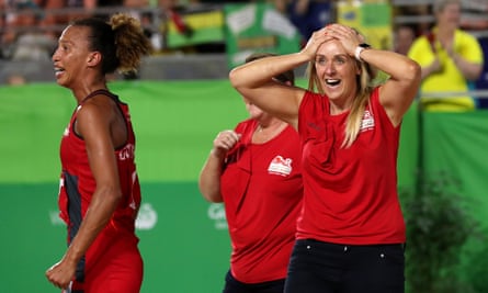 Tracey Neville looks stunned after England’s last-gasp triumph over Australia.