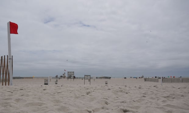 An empty Jones Beach on Long Island, New York, in 2020. A 37-year-old swimmer off Jones Beach was in the water Thursday when he ‘sustained a laceration to his right foot’ that officials reportedly described as a possible shark bite.