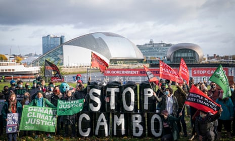 Activists protest against the Cambo oilfield project on the sidelines of the Cop26 climate change conference in Glasgow