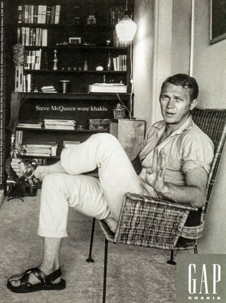 An ad from Gap’s Who Wore Khakis campaign of 1993 featuring an archive image of the actor Steve McQueen.