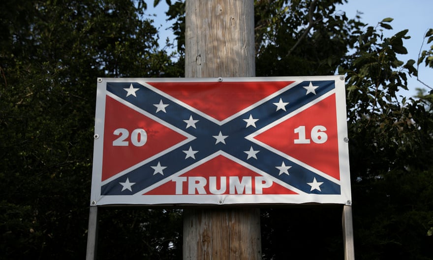 A Confederate flag with the name of US president Donald Trump, North Carolina, May 2017
